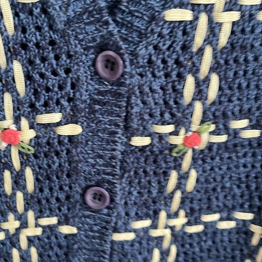 Vintage Koret Blue Knit Button Up Vest - Picture 5 of 7